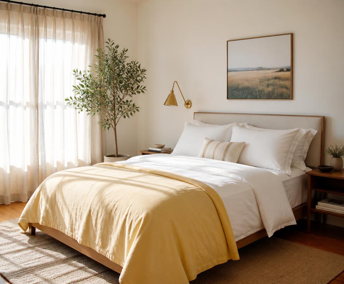 A bright, freshly cleaned bedroom